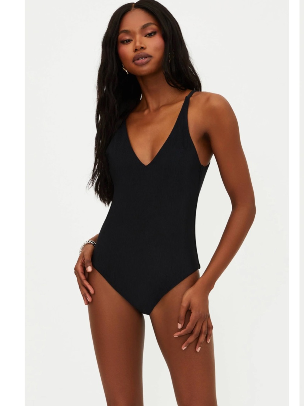 Beach Riot Reese Black Ribbed One Piece Bathing Suit Swim Medium NWOT